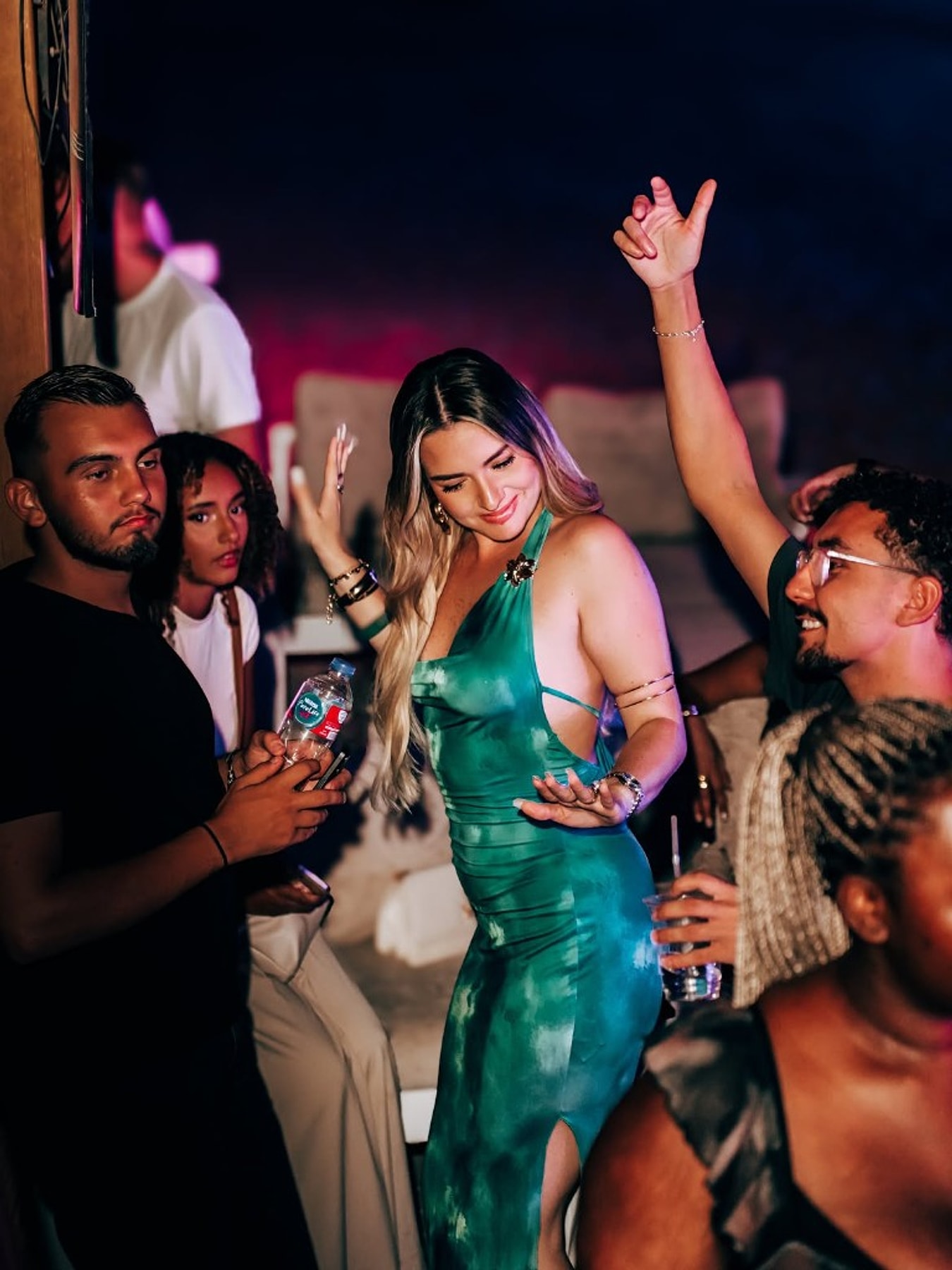 Dancing at Mamma Mia after dark